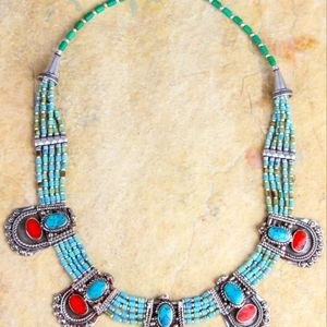 Authentic Tibetan Turquoise & Coral Necklace